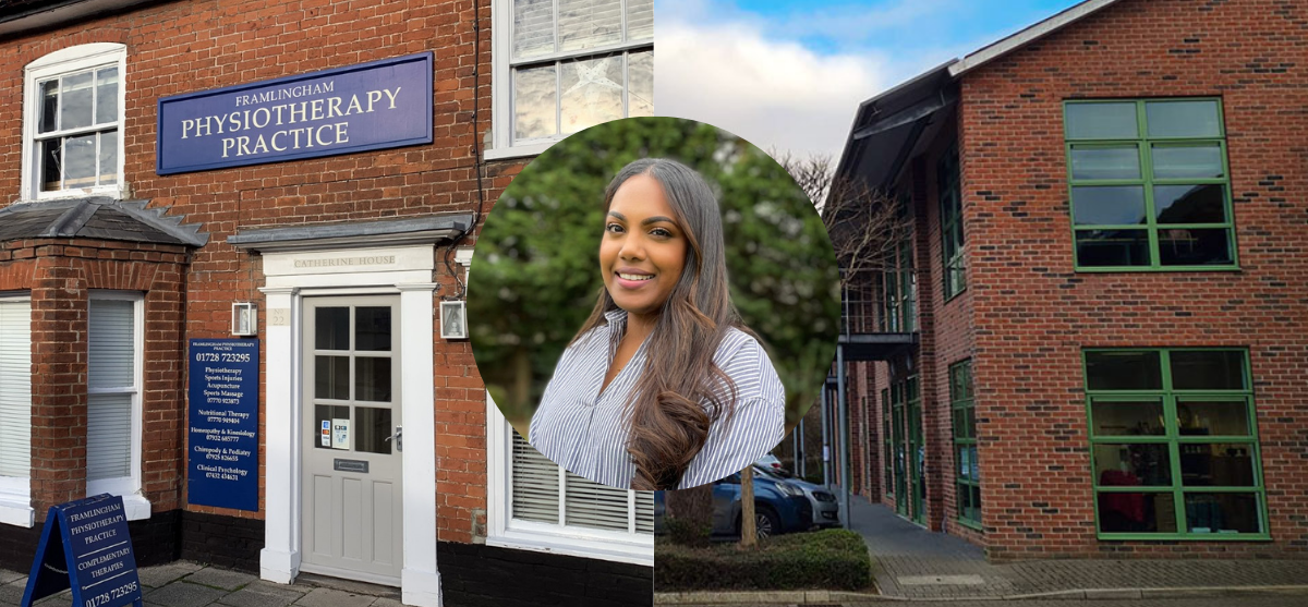 Left: Framlingham Physiotherapy Practice. Centre: All About Hearing's new Audiologist, Jenette Jojo-Thomas. Right: Woodbridge Chiro Clinic